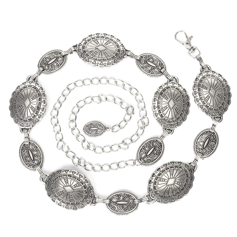 5253 Western Metal Belt Silver Chian For Jeans